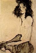 Egon Schiele Girl in Black oil painting on canvas